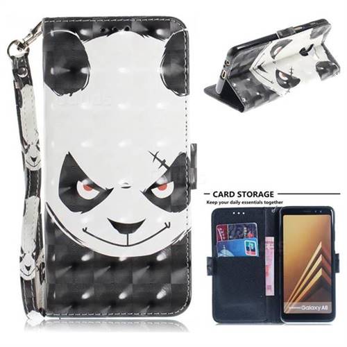 Angry Bear 3D Painted Leather Wallet Phone Case for Samsung Galaxy A8 2018 A530