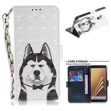 Husky Dog 3D Painted Leather Wallet Phone Case for Samsung Galaxy A8 2018 A530