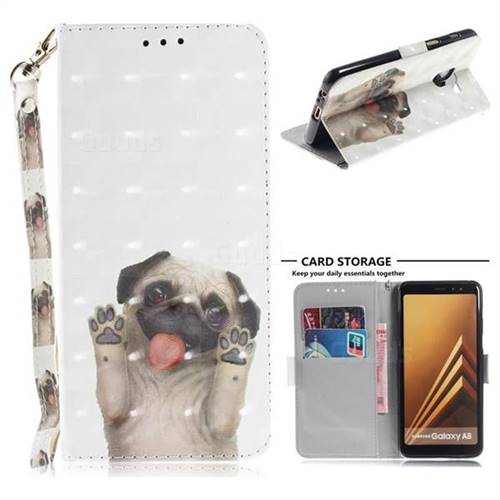 Pug Dog 3D Painted Leather Wallet Phone Case for Samsung Galaxy A8 2018 A530