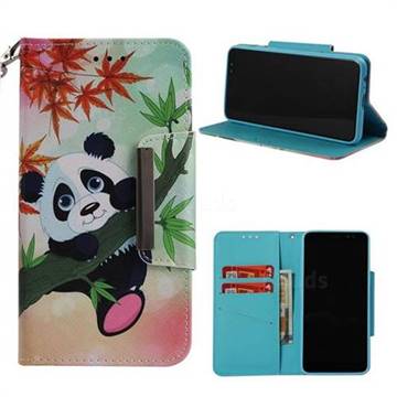 Bamboo Panda Big Metal Buckle PU Leather Wallet Phone Case for Samsung Galaxy A8 2018 A530