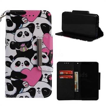 Heart Panda Big Metal Buckle PU Leather Wallet Phone Case for Samsung Galaxy A8 2018 A530
