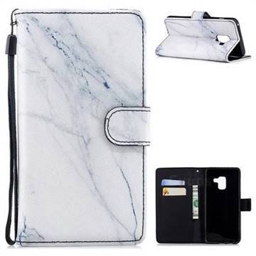 White Marble Painting Leather Wallet Phone Case for Samsung Galaxy A8 2018 A530