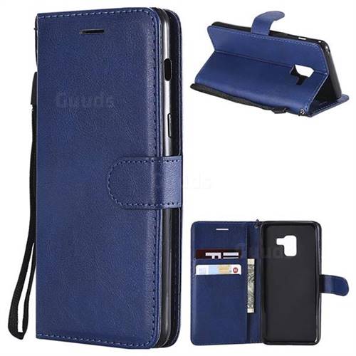 Retro Greek Classic Smooth PU Leather Wallet Phone Case for Samsung Galaxy A8 2018 A530 - Blue