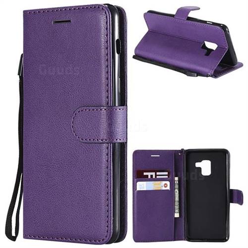Retro Greek Classic Smooth PU Leather Wallet Phone Case for Samsung Galaxy A8 2018 A530 - Purple