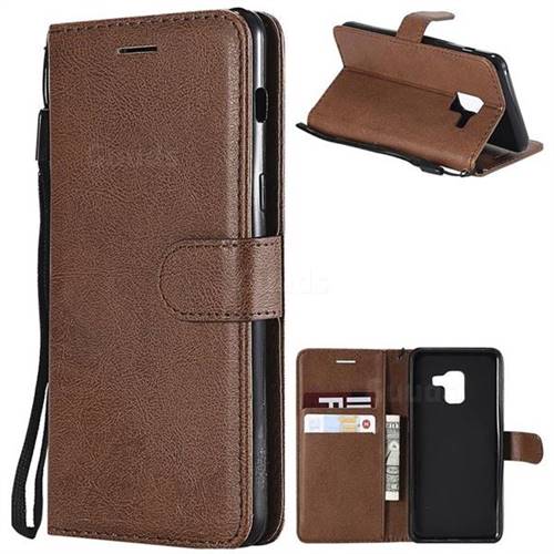 Retro Greek Classic Smooth PU Leather Wallet Phone Case for Samsung Galaxy A8 2018 A530 - Brown