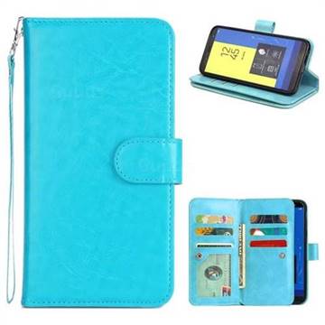 9 Card Photo Frame Smooth PU Leather Wallet Phone Case for Samsung Galaxy A8 2018 A530 - Blue