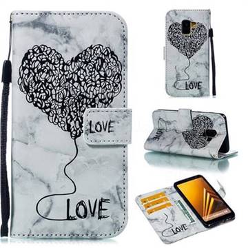 Marble Heart PU Leather Wallet Phone Case for Samsung Galaxy A8 2018 A530 - Black