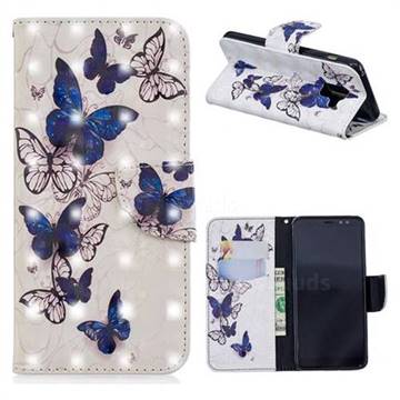 Flying Butterflies 3D Painted Leather Wallet Phone Case for Samsung Galaxy A8 2018 A530
