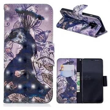 Purple Peacock 3D Painted Leather Wallet Phone Case for Samsung Galaxy A8 2018 A530