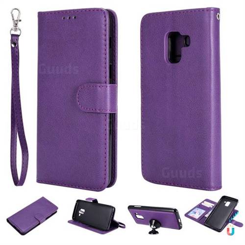Retro Greek Detachable Magnetic PU Leather Wallet Phone Case for Samsung Galaxy A8 2018 A530 - Purple