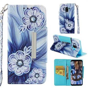 Button Flower Big Metal Buckle PU Leather Wallet Phone Case for Samsung Galaxy A8 2018 A530