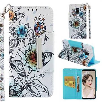 Fotus Flower Big Metal Buckle PU Leather Wallet Phone Case for Samsung Galaxy A8 2018 A530