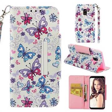 Colored Butterfly Big Metal Buckle PU Leather Wallet Phone Case for Samsung Galaxy A8 2018 A530