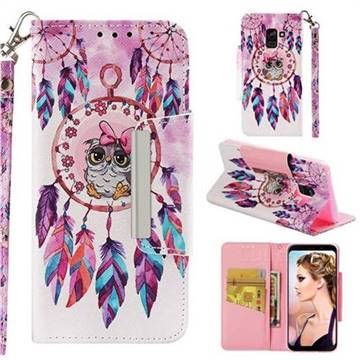 Owl Wind Chimes Big Metal Buckle PU Leather Wallet Phone Case for Samsung Galaxy A8 2018 A530