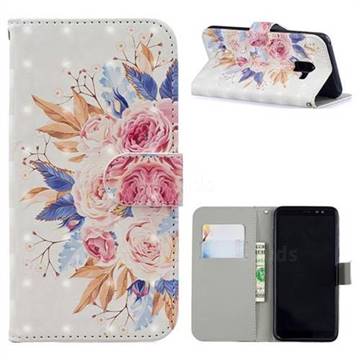 Rose Flowers 3D Painted Leather Phone Wallet Case for Samsung Galaxy A8 2018 A530
