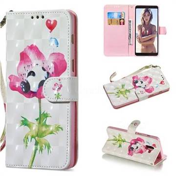Flower Panda 3D Painted Leather Wallet Phone Case for Samsung Galaxy A8 2018 A530