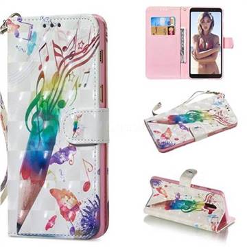 Music Pen 3D Painted Leather Wallet Phone Case for Samsung Galaxy A8 2018 A530
