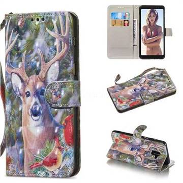 Elk Deer 3D Painted Leather Wallet Phone Case for Samsung Galaxy A8 2018 A530