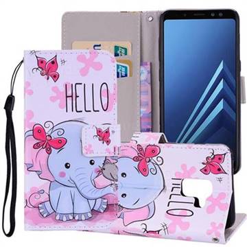 Butterfly Elephant PU Leather Wallet Phone Case Cover for Samsung Galaxy A8 2018 A530