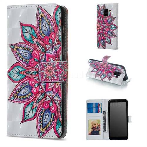 Mandara Flower 3D Painted Leather Phone Wallet Case for Samsung Galaxy A8 2018 A530