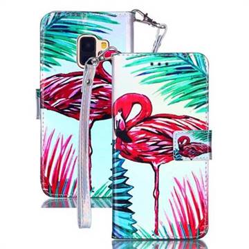 Flamingo Blue Ray Light PU Leather Wallet Case for Samsung Galaxy A8 2018 A530