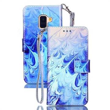Blue Feather Blue Ray Light PU Leather Wallet Case for Samsung Galaxy A8 2018 A530