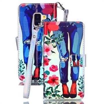 Jeans Flower Blue Ray Light PU Leather Wallet Case for Samsung Galaxy A8 2018 A530