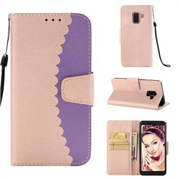 Lace Stitching Mobile Phone Case for Samsung Galaxy A8 2018 A530 - Purple