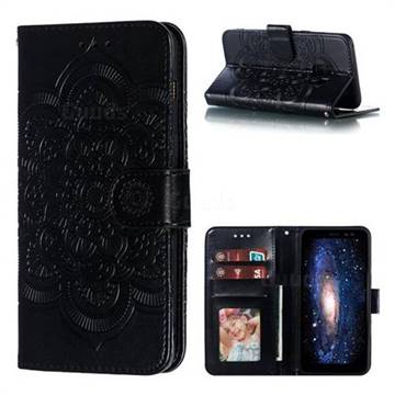 Intricate Embossing Datura Solar Leather Wallet Case for Samsung Galaxy A8 2018 A530 - Black