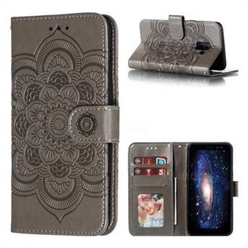 Intricate Embossing Datura Solar Leather Wallet Case for Samsung Galaxy A8 2018 A530 - Gray