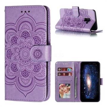 Intricate Embossing Datura Solar Leather Wallet Case for Samsung Galaxy A8 2018 A530 - Purple