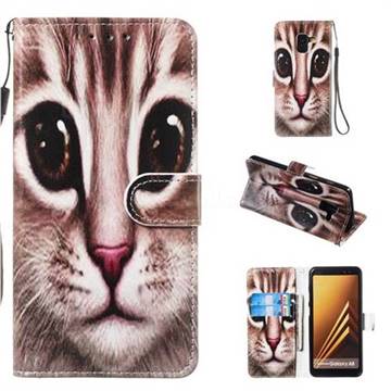 Coffe Cat Smooth Leather Phone Wallet Case for Samsung Galaxy A8 2018 A530