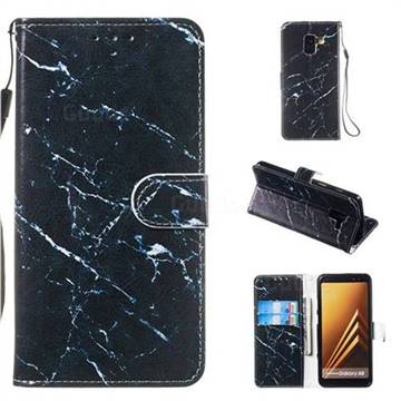 Black Marble Smooth Leather Phone Wallet Case for Samsung Galaxy A8 2018 A530