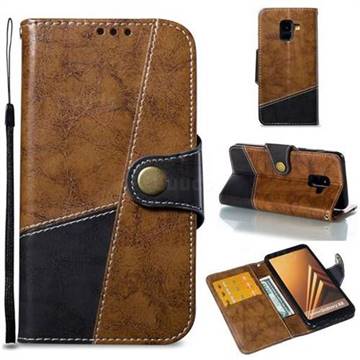Retro Magnetic Stitching Wallet Flip Cover for Samsung Galaxy A8 2018 A530 - Brown