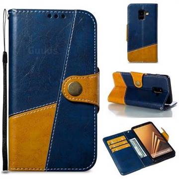 Retro Magnetic Stitching Wallet Flip Cover for Samsung Galaxy A8 2018 A530 - Blue