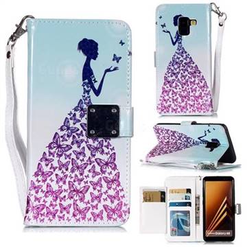 Butterfly Princess 3D Shiny Dazzle Smooth PU Leather Wallet Case for Samsung Galaxy A8 2018 A530