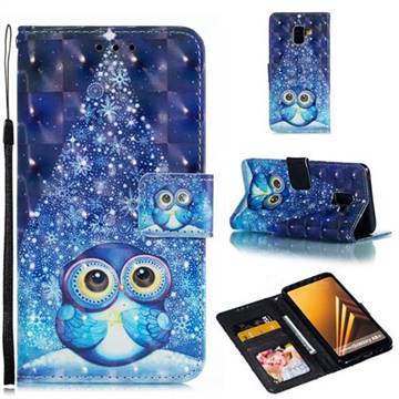 Stage Owl 3D Painted Leather Phone Wallet Case for Samsung Galaxy A8 2018 A530