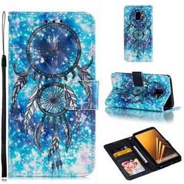 Blue Wind Chime 3D Painted Leather Phone Wallet Case for Samsung Galaxy A8 2018 A530