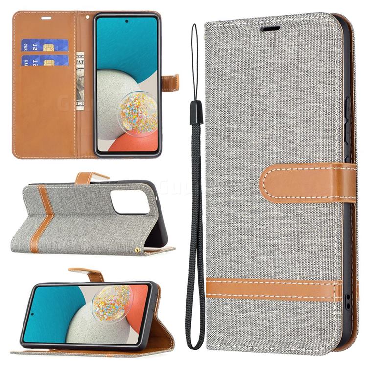 Jeans Cowboy Denim Leather Wallet Case for Samsung Galaxy A53 5G - Gray