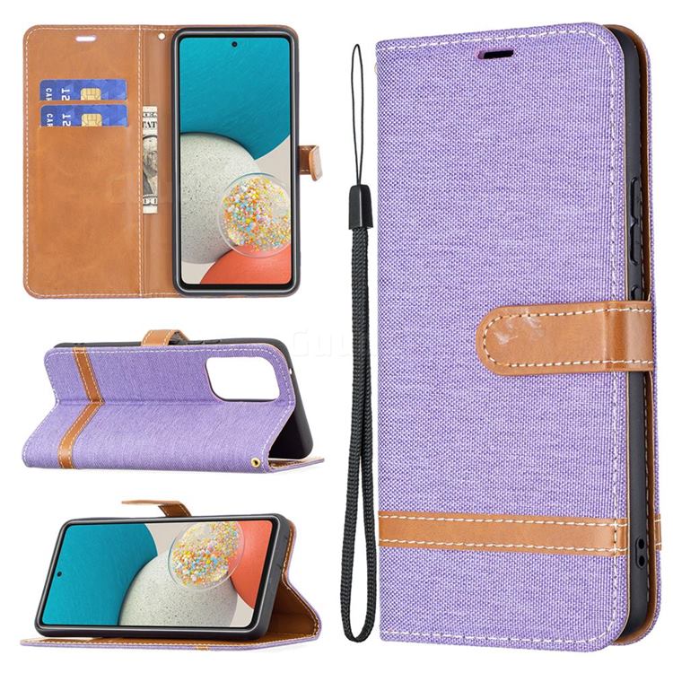 Jeans Cowboy Denim Leather Wallet Case for Samsung Galaxy A53 5G - Purple