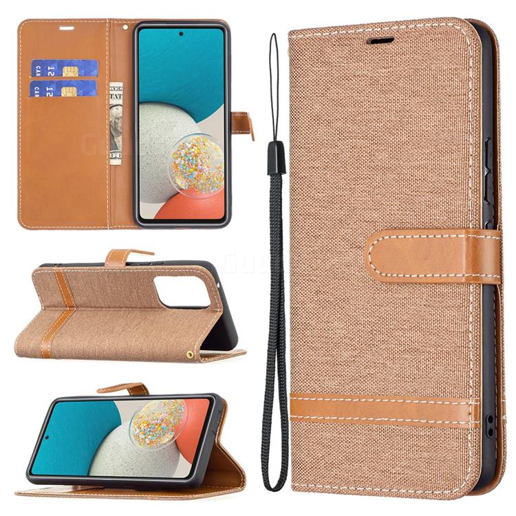 Jeans Cowboy Denim Leather Wallet Case for Samsung Galaxy A53 5G - Brown
