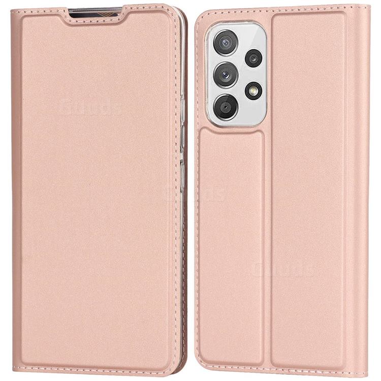 Ultra Slim Card Magnetic Automatic Suction Leather Wallet Case for Samsung Galaxy A53 5G - Rose Gold