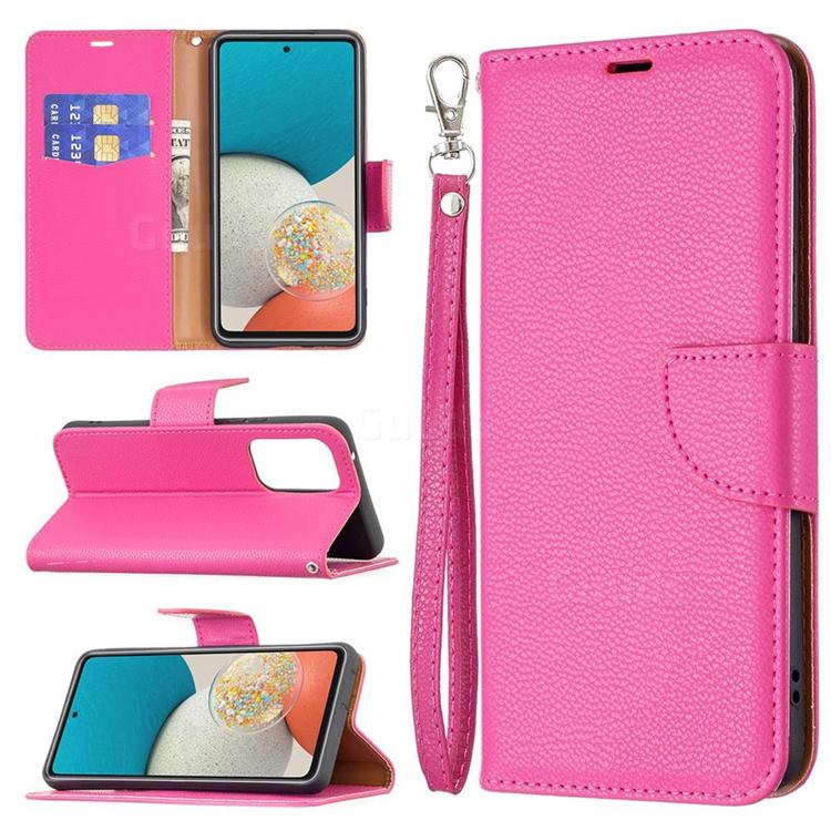 Classic Luxury Litchi Leather Phone Wallet Case for Samsung Galaxy A53 5G - Rose