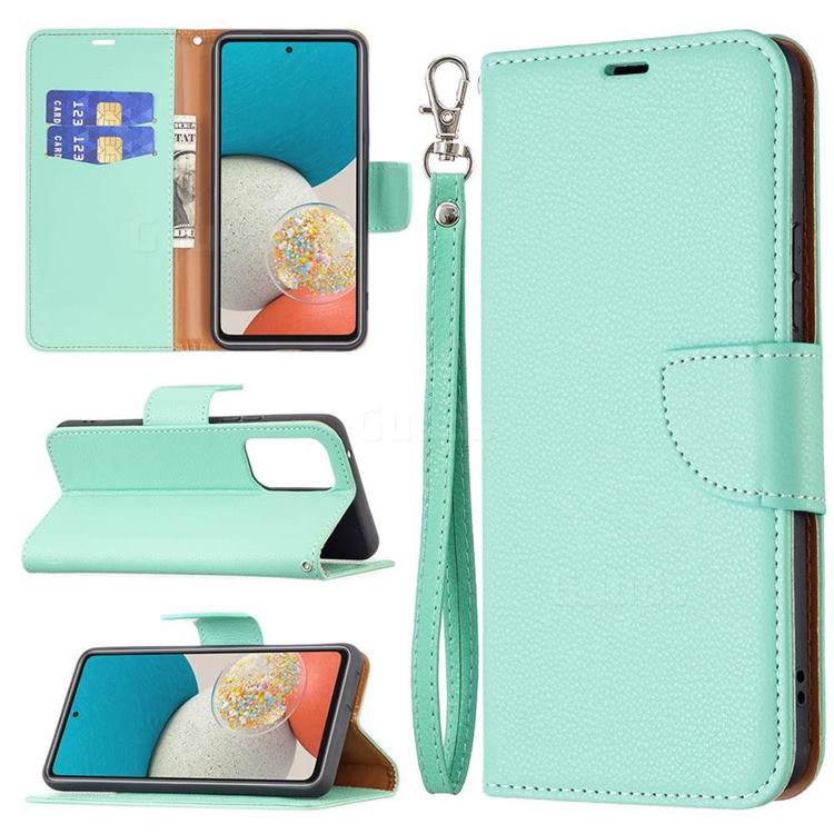 Classic Luxury Litchi Leather Phone Wallet Case for Samsung Galaxy A53 5G - Green