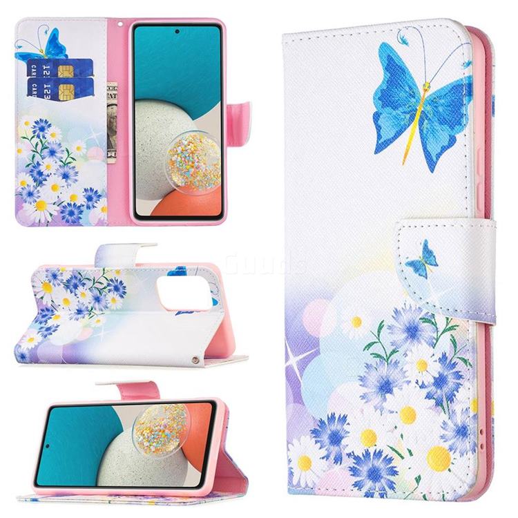 Butterflies Flowers Leather Wallet Case for Samsung Galaxy A53 5G