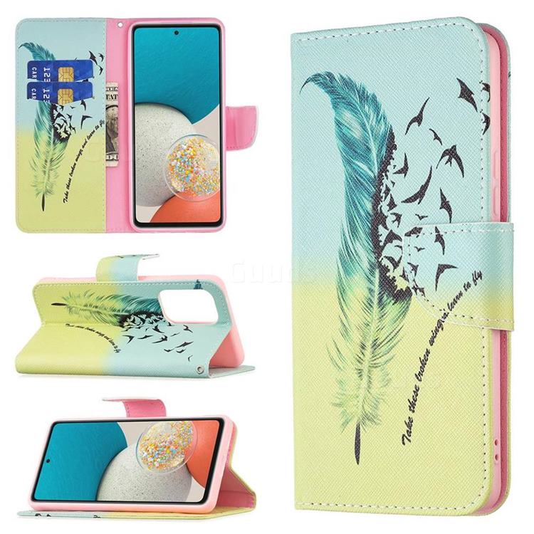 Feather Bird Leather Wallet Case for Samsung Galaxy A53 5G