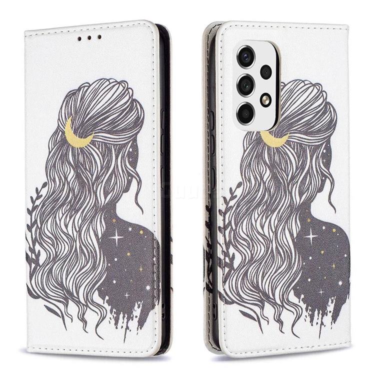 Girl with Long Hair Slim Attraction Wallet Flip Cover for