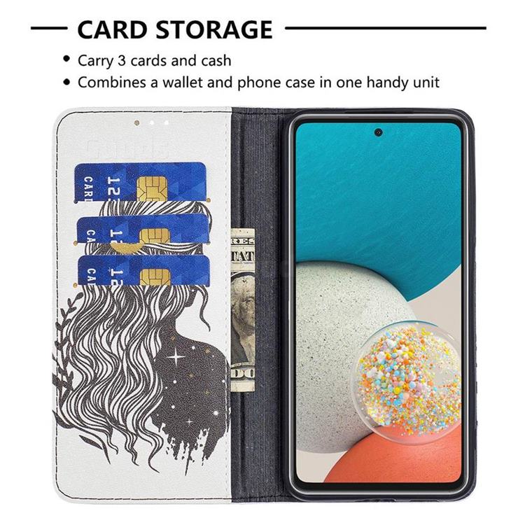 Girl with Long Hair Slim Attraction Wallet Flip Cover for