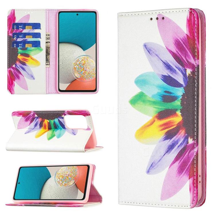 Sun Flower Slim Magnetic Attraction Wallet Flip Cover for Samsung Galaxy A53 5G