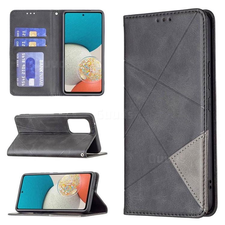 Prismatic Slim Magnetic Sucking Stitching Wallet Flip Cover for Samsung Galaxy A53 5G - Black